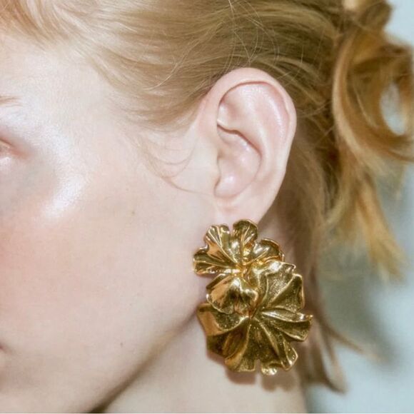 Hammered flower earrings N50 - Picture 1 of 6